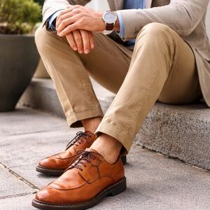 Allen Edmonds Malone Split Toe Derby Shoes Cognac Brown Leather Size 11D USA